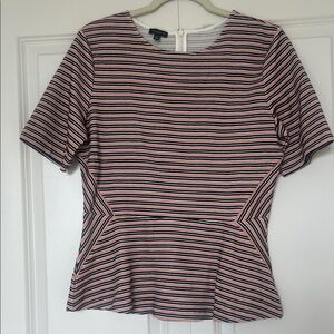 Talbots Striped Peplum-Esque Top - Pink & Black
